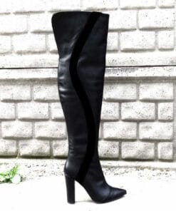 Cizme elegante din piele naturala neagra Miranda