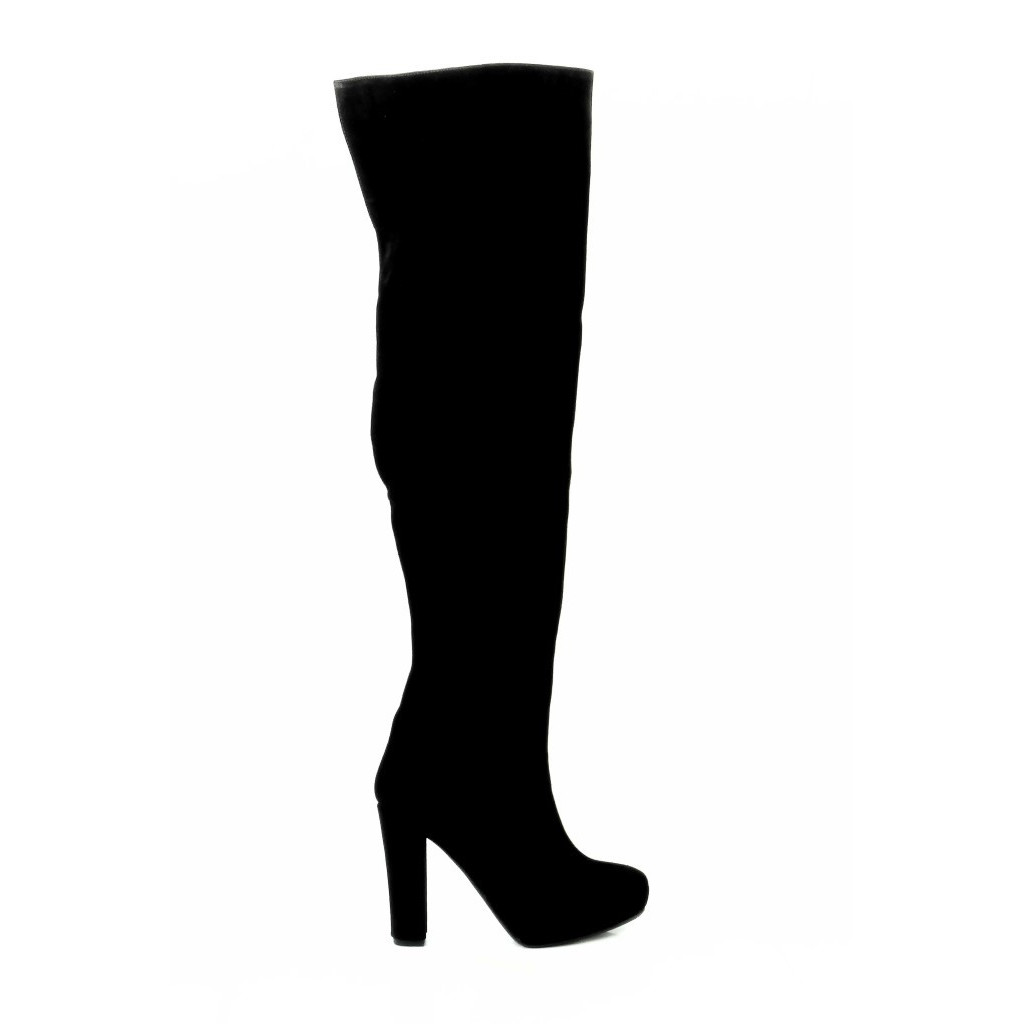 Black suede over-the-knee boots (T 426N)