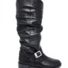 Cizme fronsate din piele neagra Best Walk