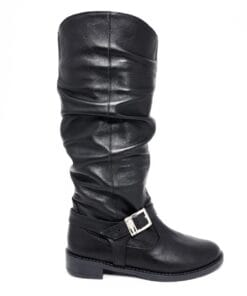 Cizme fronsate din piele neagra Best Walk