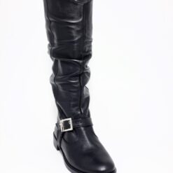Cizme fronsate din piele neagra Best Walk