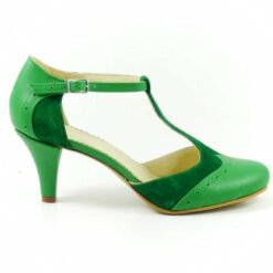 Sandale din piele naturala cu toc de 5 cm (M 391 verde)