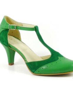 Sandale din piele naturala cu toc de 5 cm (M 391 verde)