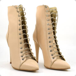 Botine cu toc elegant, piele naturala nude roze Stefania 3