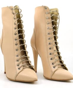 Botine cu toc elegant, piele naturala nude roze Stefania 3
