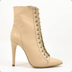 Botine cu toc elegant, piele naturala nude roze Stefania 3