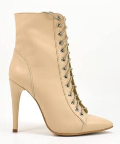 Botine cu toc elegant, piele naturala nude roze Stefania 3