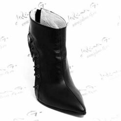 Botine elegante cu toc inalt de 11 cm, piele naturala Long Laces