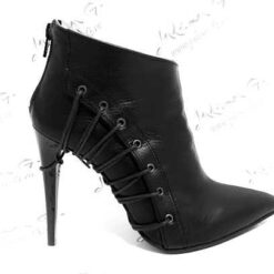 Botine elegante cu toc inalt de 11 cm, piele naturala Long Laces