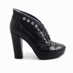 Botine elegante cu toc, piele naturala Zippy