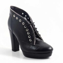 Botine elegante cu toc, piele naturala Zippy