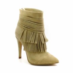 Botine elegante din piele naturala intoarsa nude Madalina