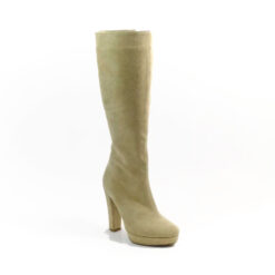 Cizme elegante din piele naturala intoarsa Classy Bej