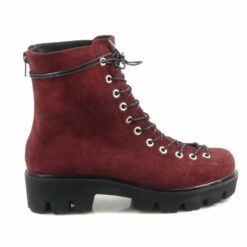 Ghete de dama din piele naturala intoarsa bordo ( G 102)