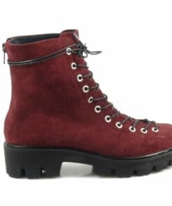 Ghete de dama din piele naturala intoarsa bordo ( G 102)