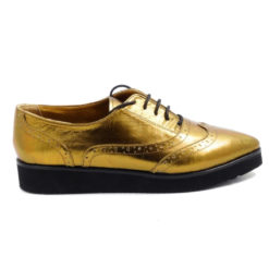 Alternative view of Pantofi aurii din piele naturala Golden Star