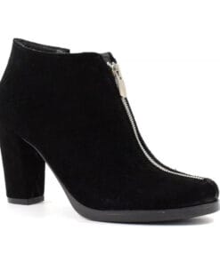 Botine din piele naturala Allure negru, elegant cu toc mediu si design modern
