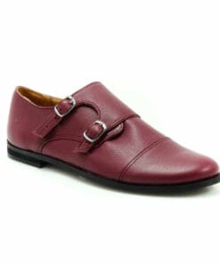 Pantofi eleganti double strap monk din piele naturala neagra, handmade
