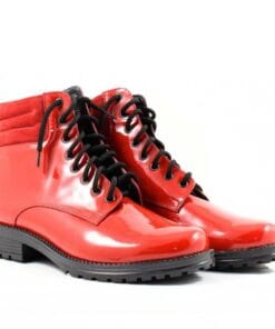 Ghete din piele naturala rosie, handmade cu design clasic si comod