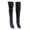 Cizme peste genunchi din piele naturala neagra, design elegant handmade