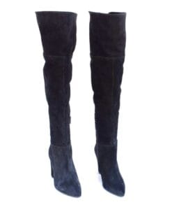 Cizme peste genunchi din piele naturala neagra, design elegant handmade