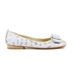 Alternative view of Balerini dama din piele naturala Albi cu Fluturi Argintii