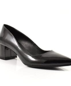 Pantofi Ginna din piele naturala neagra, handmade de calitate superioara