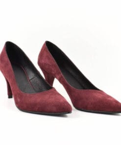 Pantofi Arletta din piele naturala bordo, handmade, design elegant