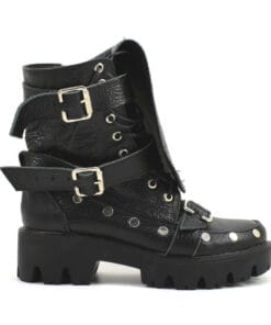 Ghete din piele naturala neagra November Star, handmade, design clasic elegant
