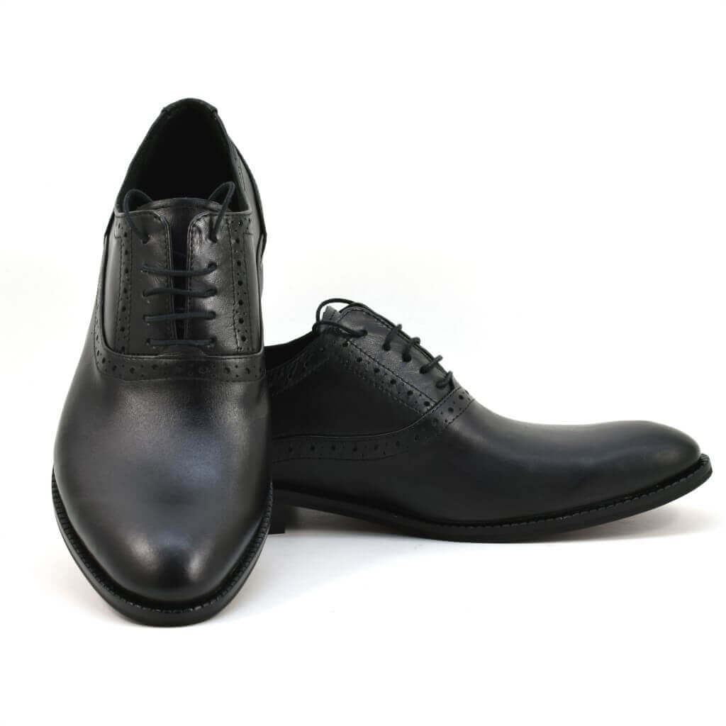 Subordinate canvas wax Pantofi barbatesti din piele naturala neagra Jonny - Pantofi Handmade