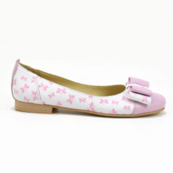 Alternative view of Balerini din piele naturala alba imprimata cu flututi roz (1910)