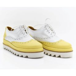 Alternative view of Pantofi casual dama Misty din piele box alb si galben (1921)