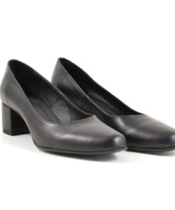 Pantofi piele naturala lacuita neagra toc 5 cm Donka eleganti