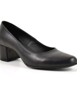 Pantofi piele naturala neagra lacuita toc 5 cm Donka eleganti