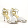 Sandale mireasa piele naturala argintie Beau Mariaje, elegant handmade