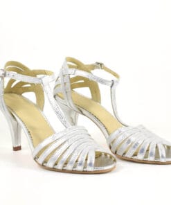 Sandale mireasa piele naturala argintie Beau Mariaje, elegant handmade