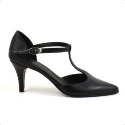 Alternative view of Sandale cu toc de 7 cm din piele naturala neagra (1943)