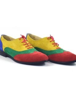 Pantofi casual oxford piele naturala multicolora