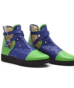 Ghete scurte de vara din piele naturala multicolor Donna 3, design elegant
