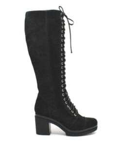 Cizme piele naturala intoarsa neagra My Style, design elegant pentru femei