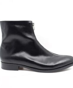 Ghete barbati piele naturala cu fermoar fata Jhony Zipper negru