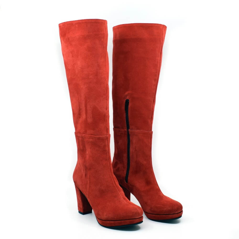 Laurette - Red suede leather boots
