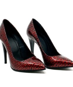Pantofi stiletto piele naturala Larra Croco cu textura in relief, design elegant
