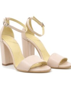 Sandale elegante din piele nude cu toc de 9 cm