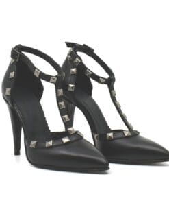Pantofi decupati piele naturala negru cu toc 11 cm Beau Demoiselle