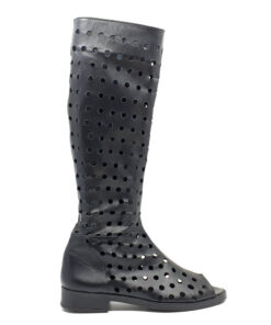 Cizme de vara perforate Ilinca din piele naturala, design aerisit cu perforatii elegante