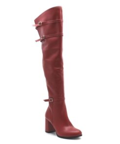Cizme peste genunchi din piele naturala rosie, model RZ 02 handmade