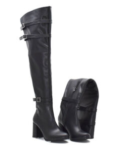 Cizme peste genunchi din piele naturala Neagra RZ 05