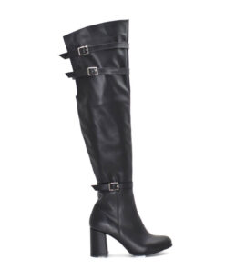 Cizme peste genunchi din piele naturala neagra, design elegant RZ 05