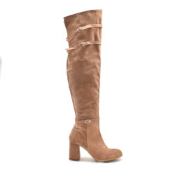 Alternative view of Cizme peste genunchi din piele naturala intoarsa nude RZ 06